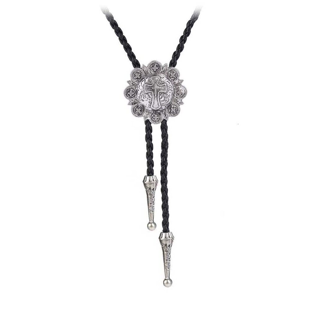 7125 Vintage Style Bolo Tie Western Cowboy Leather Rodeo Bolo Bola Tie